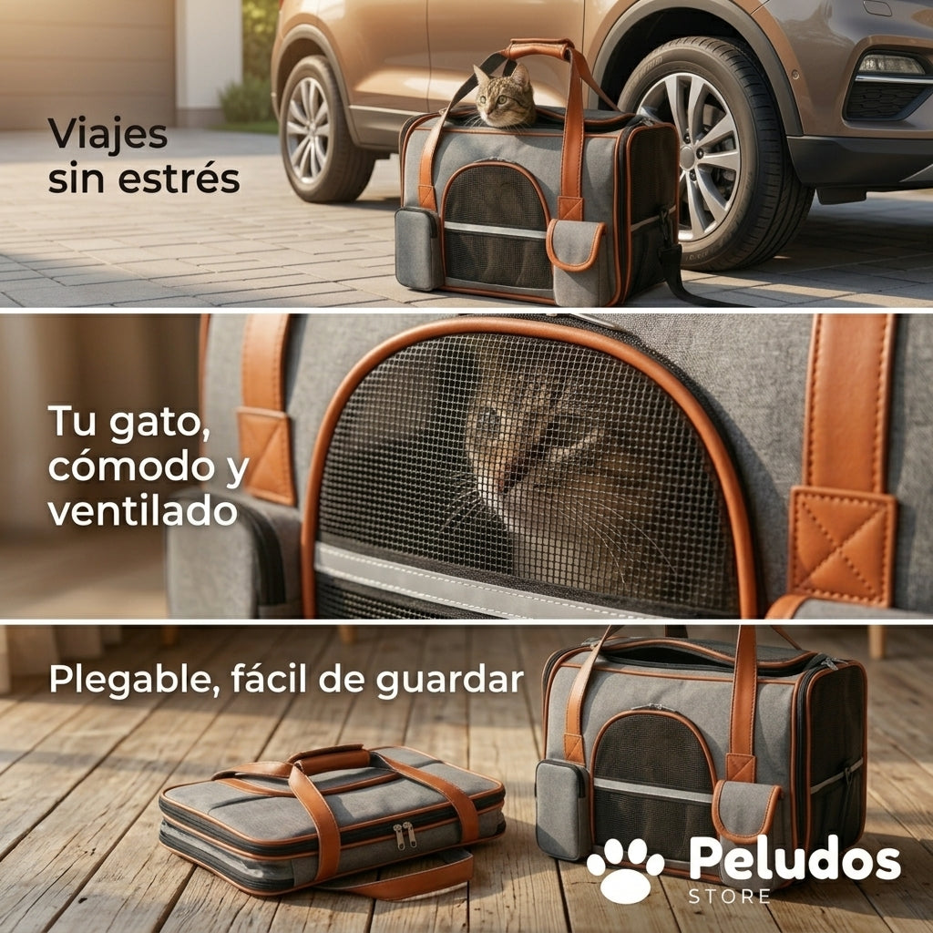 Transportín Plegable Acolchado para Gatos y Perros Pequeños