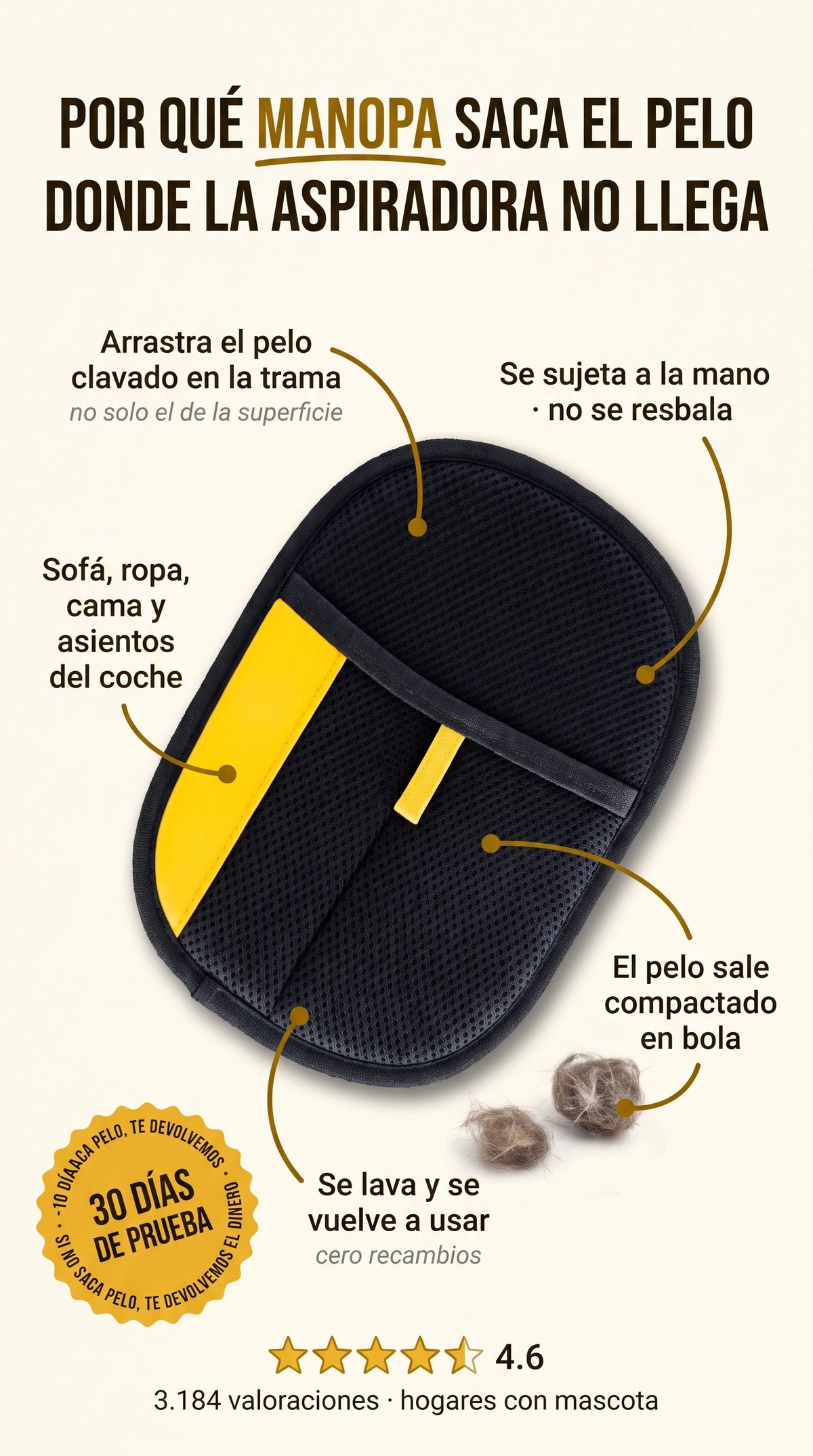 Manopla Quitapelos "Pelusa" para Gatos y Perros — PeludosStore
